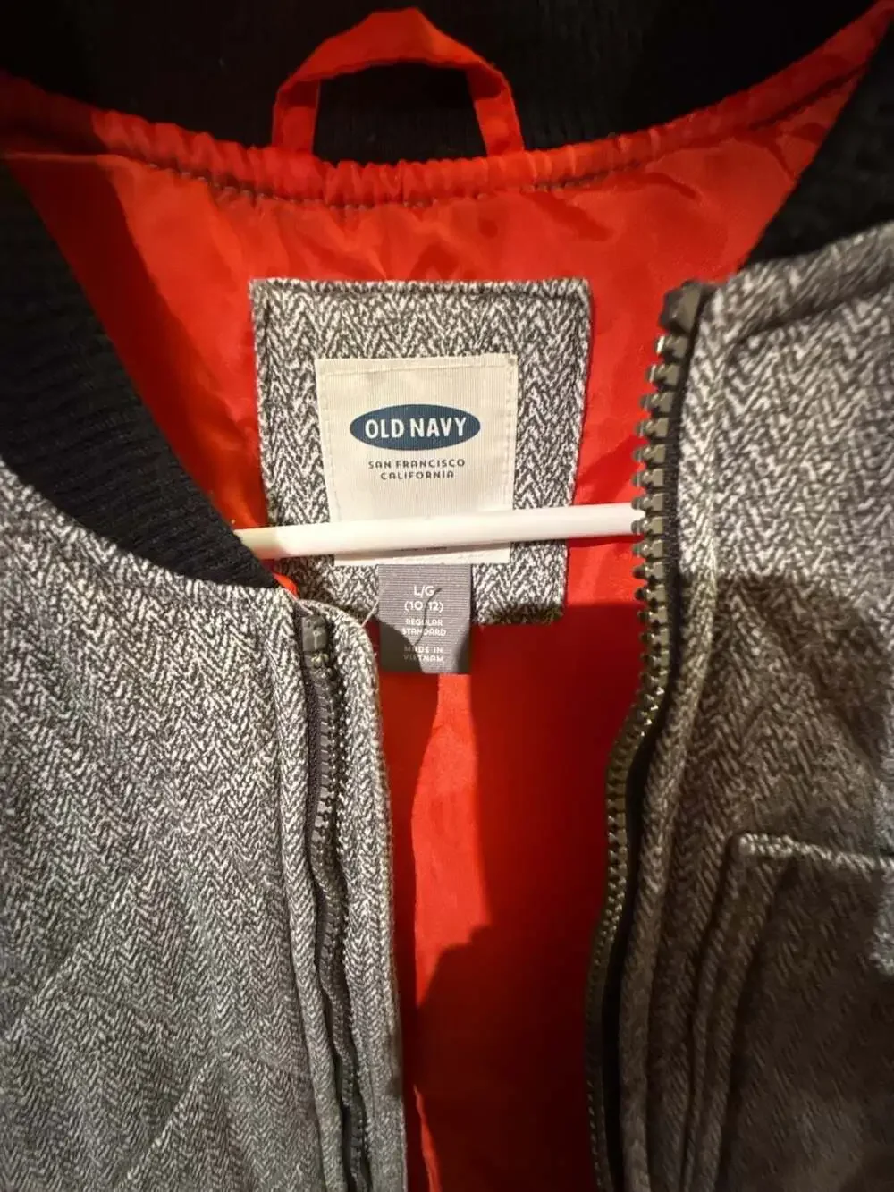 Old Navy Boys Quilted Herringbone Full Zip Vest, Size L/G (10-12)